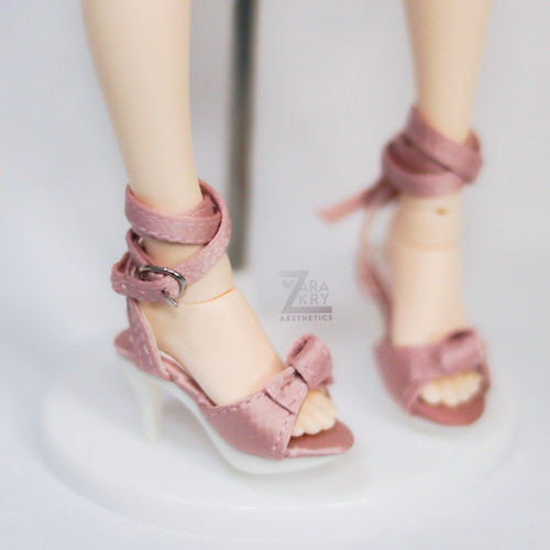 Minifee satin bow shoes heels