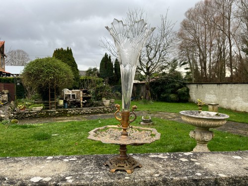 Vase cornet ancien cristal - cornet,