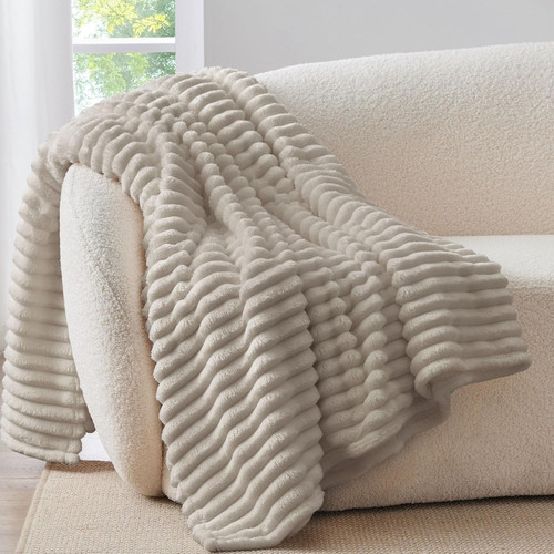 Plaid polaire beige pour - plaid, 1