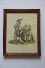 Gravure couleur encadrée représentant les costumes de Lucerne (Suisse) XVIIIe