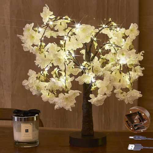 Lighted white cherry blossom - white,