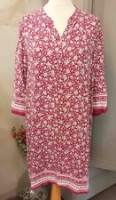 Robe tunique Linvosges bordeaux à fleurs blanches – Taille 40/42