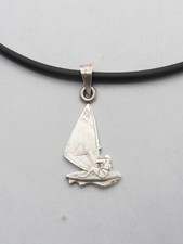 Windsurf : Pendentif en Argent 925 Et Caoutchouc - Planche à Voile - Wind - Surf