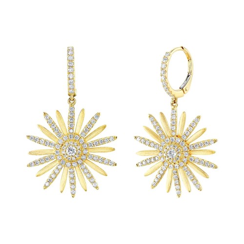 14k jaune diamant fleur - or,