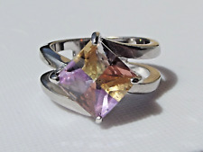 bague argent 925 bi-bande solitaire teintes améthyste TAILLE 54 (17,19mm)