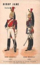 Chromos.AM13566.Sirop Jane.10x6 cm environ.Transformation uniformes armée Fra