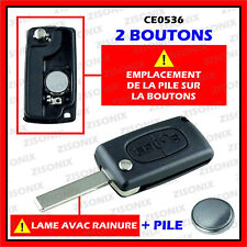 Coque Clé Plip compatible Peugeot 107 207 307 308 407 2 bouton CE0536  lame HU83