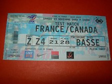Billet match France - Canada - 23 novembre 2002 - Test match