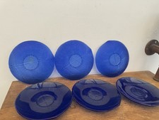 6 Sous-tasses ARCOROC  France Bleu Cobalt Vintage