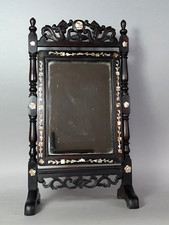 Ancien miroir psyché de table bois et nacre signe de Thô longévité Vietnam SB206