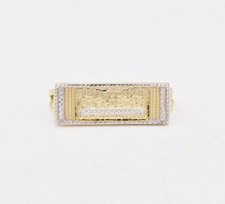 Homme Rectangulaire Cène Diamant Coupe Deux Bague Doigt Véritable 10K or Jaune