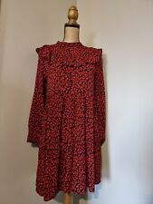 ZARA : SUPERBE ROBE TUNIQUE ROUGE ET NOIR COL VOLANTÉ 