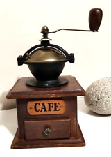 MOULIN À CAFÉ  FONTE BOIS METAL AVEC MANIVELLE ET TIROIR À MAIN VINTAGE