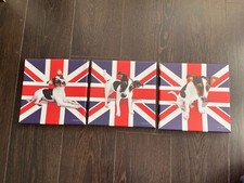 3 tableaux chien et drapeau