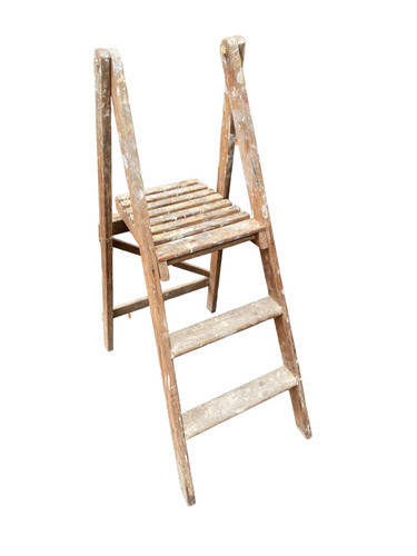 Ancien escabeau peintre bois - peintre,