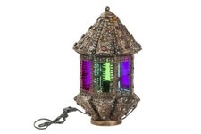 Lampe de Table de Style Oriental Avec Verre Colorati. Dimensions: 26X26X45cm