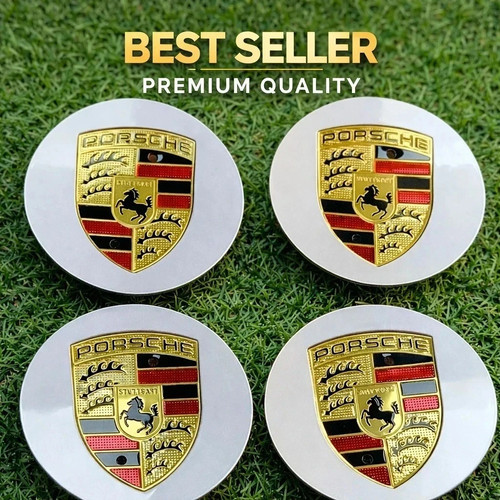 Porsche silver center - silver, caps
