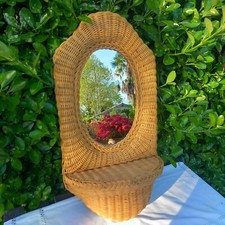 Miroir en osier vintage 1970