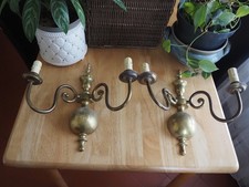 Paire anciennes applique électrifiée en bronze, STYLE HOLLANDAIS HAUTEUR 36 CM