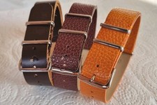 Bracelet de montre Bande Coulissante NATO en CUIR véritable Neuf 20 mm