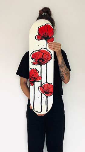 Planche skate recyclée peinte - planche,