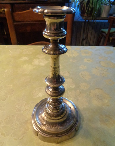 Bougeoir bronze argenté - bougeoir,