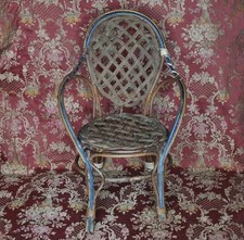 Ancienne Chaise en Rotin pour Grande Poupée Ancienne