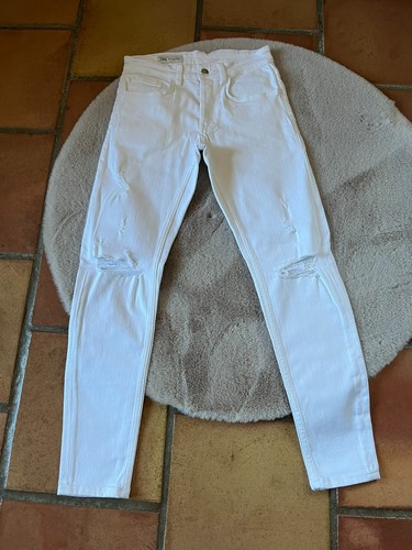 Jeans troué blanc homme zara - blanc,