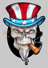 STICKER SKULL USA TETE DE MORT CASQUE MOTO AUTO AUTOCOLLANT LETHAL THREAT SC217