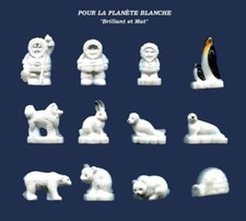 SERIE COMPLETE DE FEVES LA PLANETE BLANCHE MAT ET BRILLANT - OURS- OURSONS