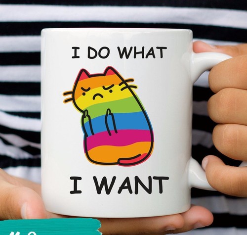 Rainbow cat mug what - rainbow, i
