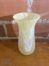 Vase Ancien Pâte Verre Moulé Jaune Décoration Vintage #C590