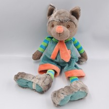 Doudou peluche loup Wolfy bleu vert beige orange BUKOWSKI - 36280