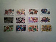 année 2025     fleurs brodées      série compléte oblitérée