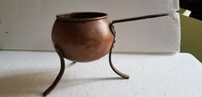 ANCIEN POT A COLLE TRIPODE CUIVRE FER Forgé BAIN MARIE EBENISTE MENUISIER outil