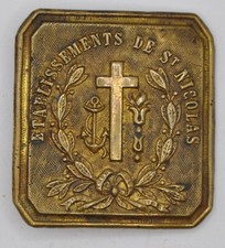 Bataillon scolaire - IGNY (Essonne) école horticole boucle ceinturon 1870-1892.