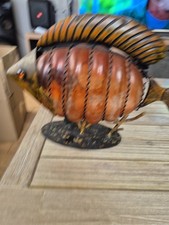 SCULTURE POISSON EN VERRE ET MÉTAL 47X32CM