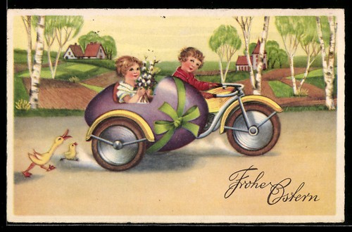 Moto avec side car - side-car, en