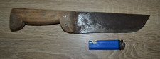 Couteau ancien de boucher lame acier et manche en bois - 35cm