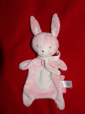 Doudou Plat Tex Baby Lapin Rose Blanc Echarpe A Pois
