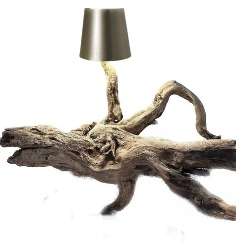 Lampe bois flotté - bois, art