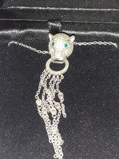 collier en argent imitation Diamant Panthère Pendentif