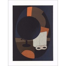 MINAUX André - Lithographie originale "Composition au globe" 27x21cm - 1978