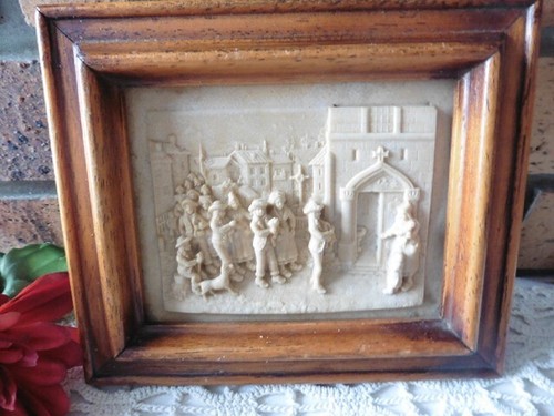 Ancien cadre bois avec scene - cadre,