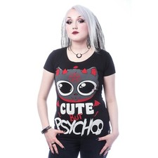 Cupcake Cult Mignon But Psycho Chat Diable Pentagramme T Shirt T-Ctepskty-B