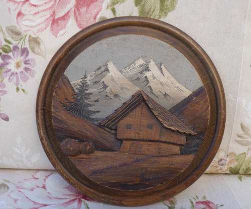 Sculpture tableau chalet - sculpture,
