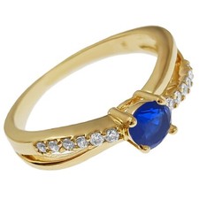 Bague Femme Plaqué Or et Oxydes Zirconium bleu et blancs - Taille 50 Dispo