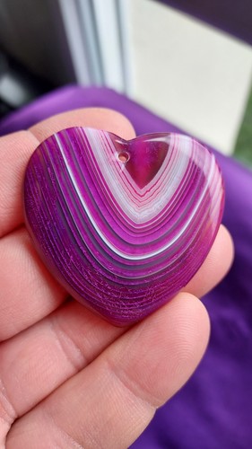 Pendentif coeur agate - pendentif, violet
