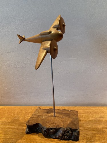 Ancien avion bois sur socle - avion,