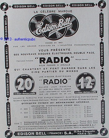 Publicite edison bell disque - publicite,